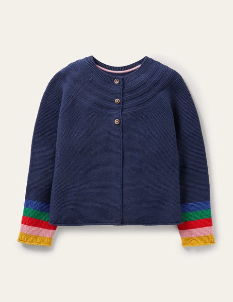 Navy Rainbow Sleeve Cashmere Blend Cardigan