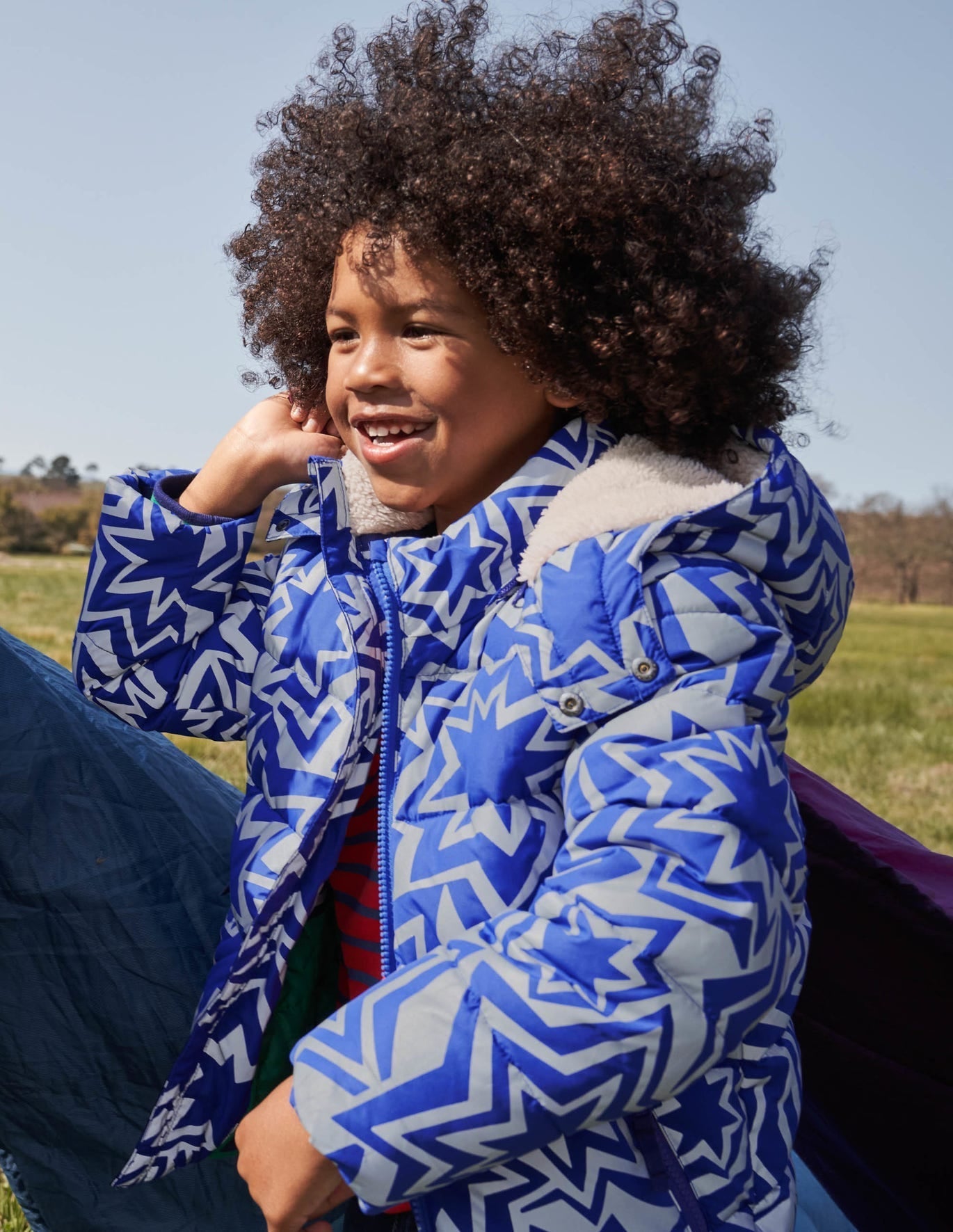 blue-star-print-reflective-waterproof-puffer-jacket