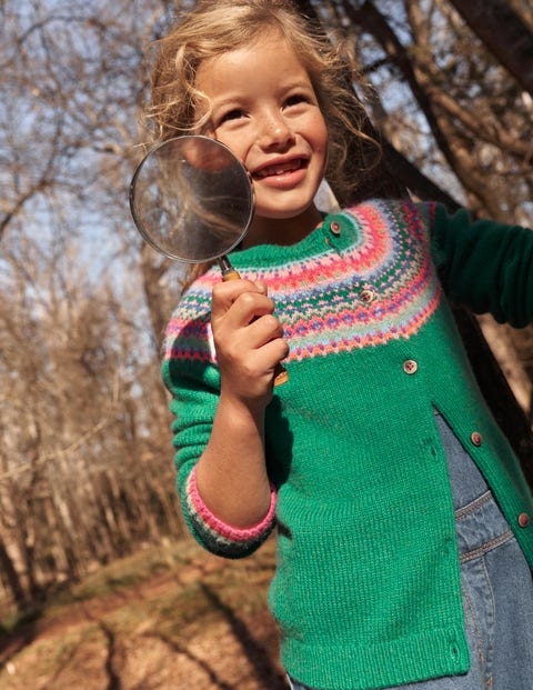 Green Fair Isle Yoke Cardigan