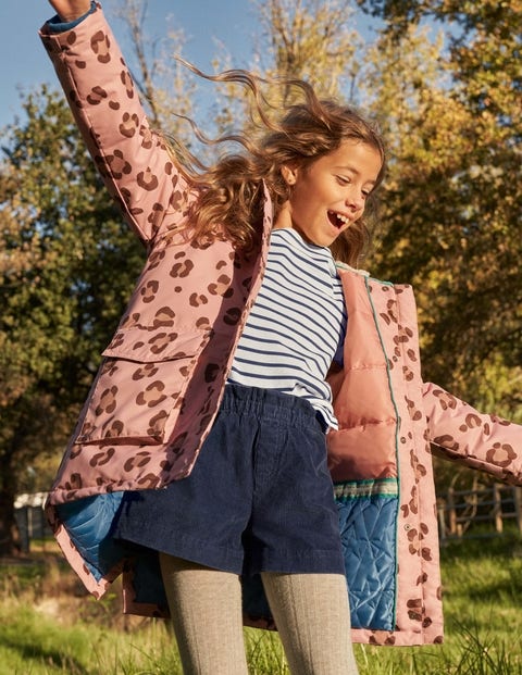 Pink Animal Print Waterproof Parka
