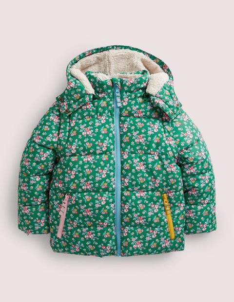 Green Floral 2-in-1 Puffer Jacket