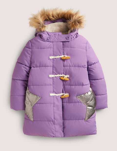 Purple Star Fleece-Lined Hooded Puffer Jacket