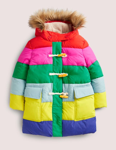 Rainbow Fleece-Lined Hooded Puffer Jacket