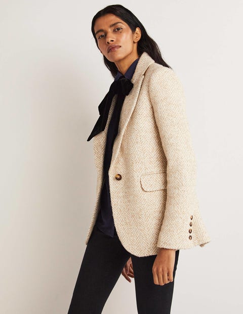 Semi Fitted Herringbone Blazer