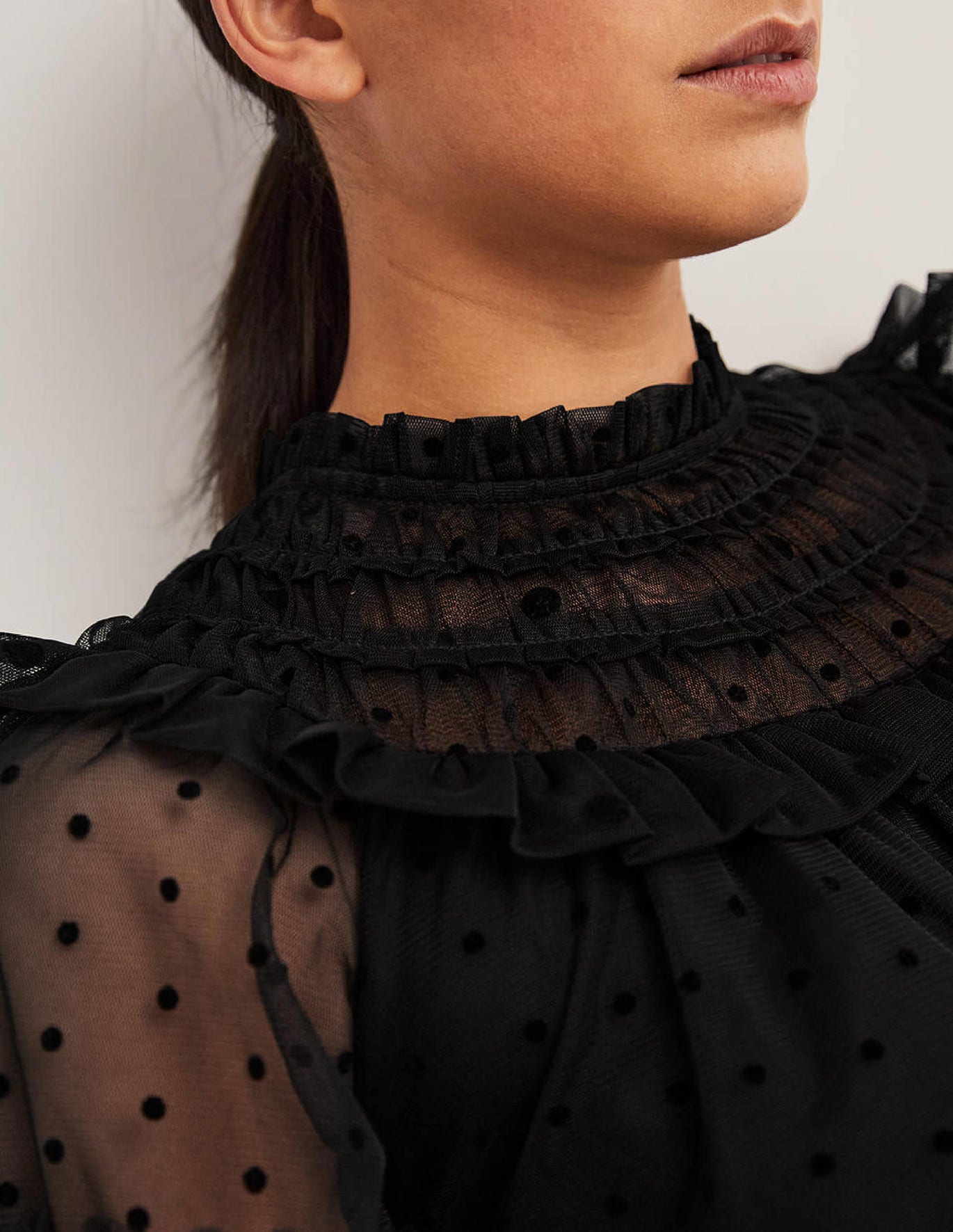 black-polka-dot-tulle-midi-dress