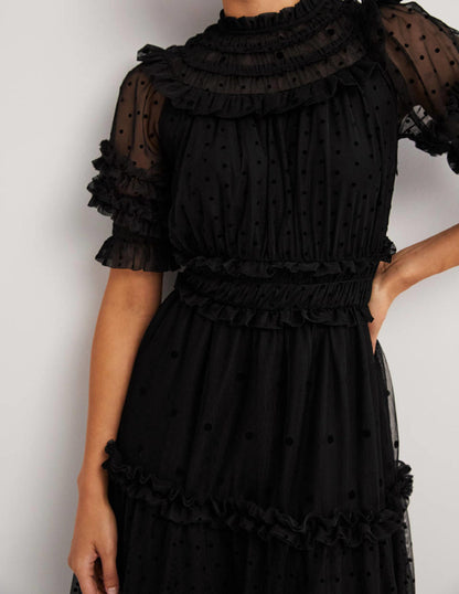 black-polka-dot-tulle-midi-dress