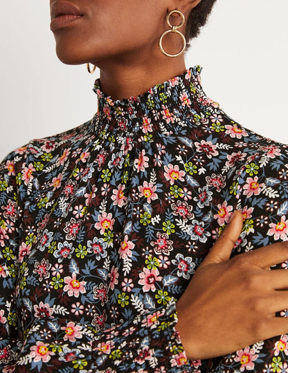 black-floral-high-neck-shift-dress