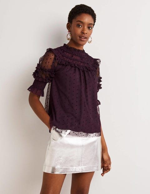 Purple Polka Dot Tulle Party Top