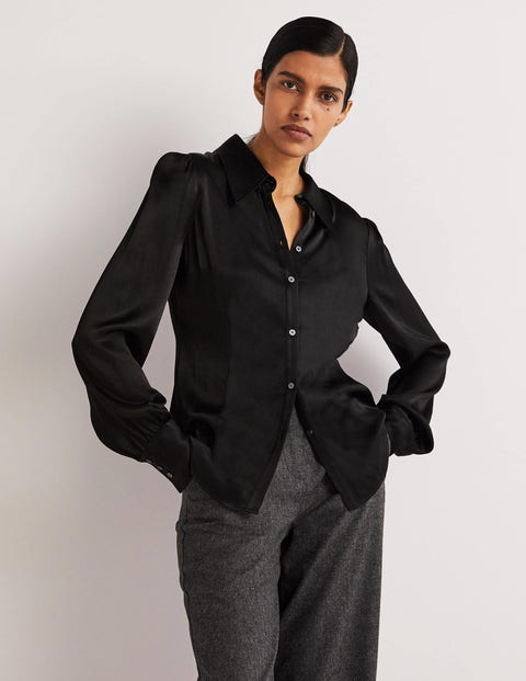 Dart Detail Satin Fitted Shirt