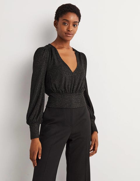 Sparkle Cropped Blouson Top