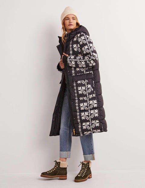 Longline Printed Puffer Coat