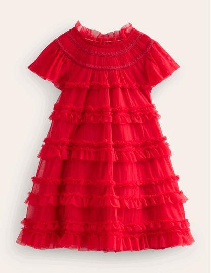 Blue Floral Bow Party Dress